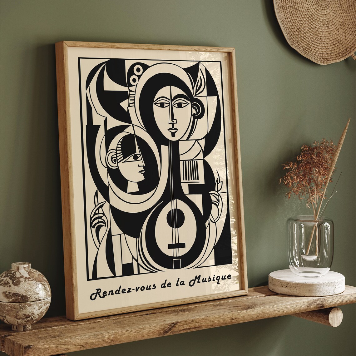 Rendez-vous de la Musique Cubist Black White Music Art Print - Image 4