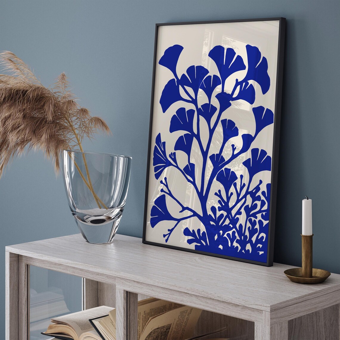 Blue Indigo Flowers Poster Retro Floral Print Vintage French Wall Art Botanical Poster Print Plant Lovers Gift Royal Blue Nature Print - Image 2