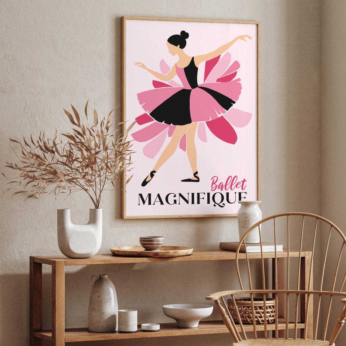 Delightful Ballet Magnifique Pink and Black Tutu Dancer Poster - Image 4