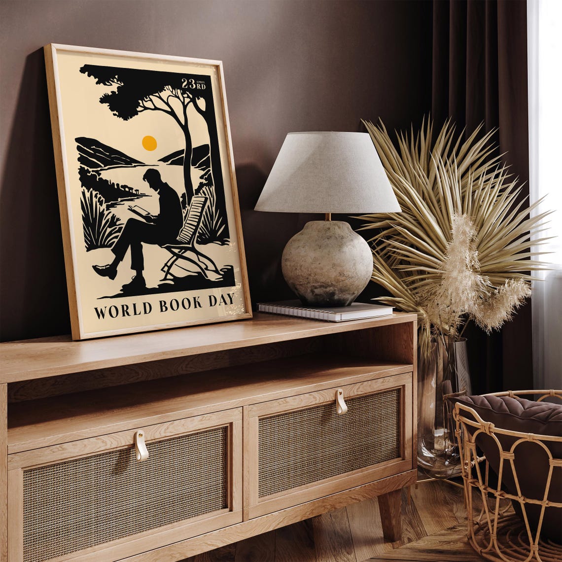 World Book Day Reader by the Lake Silhouette April 23 Poster - Image 2