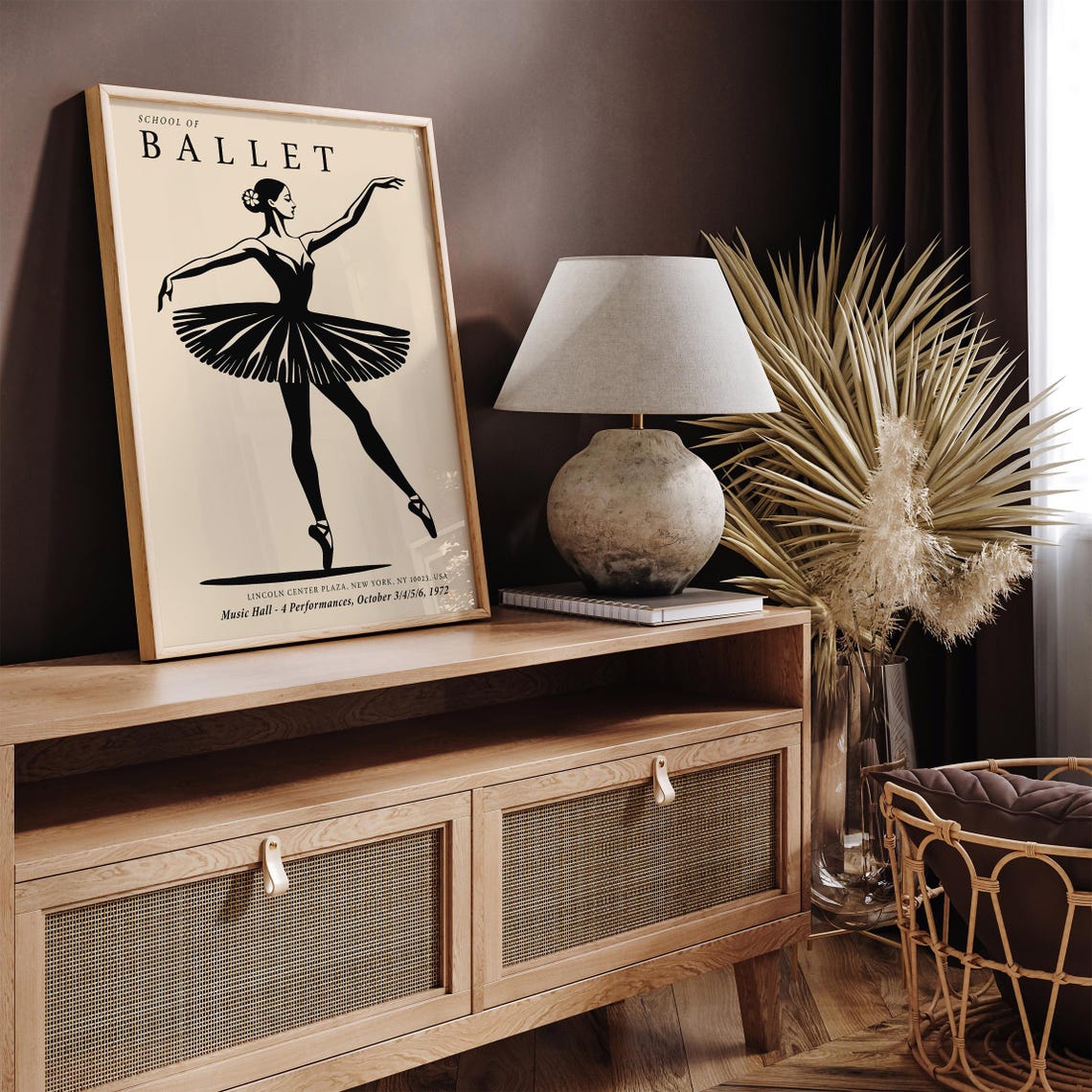 School of Ballet 1972 Black Ballerina Silhouette Beige Poster - Image 5