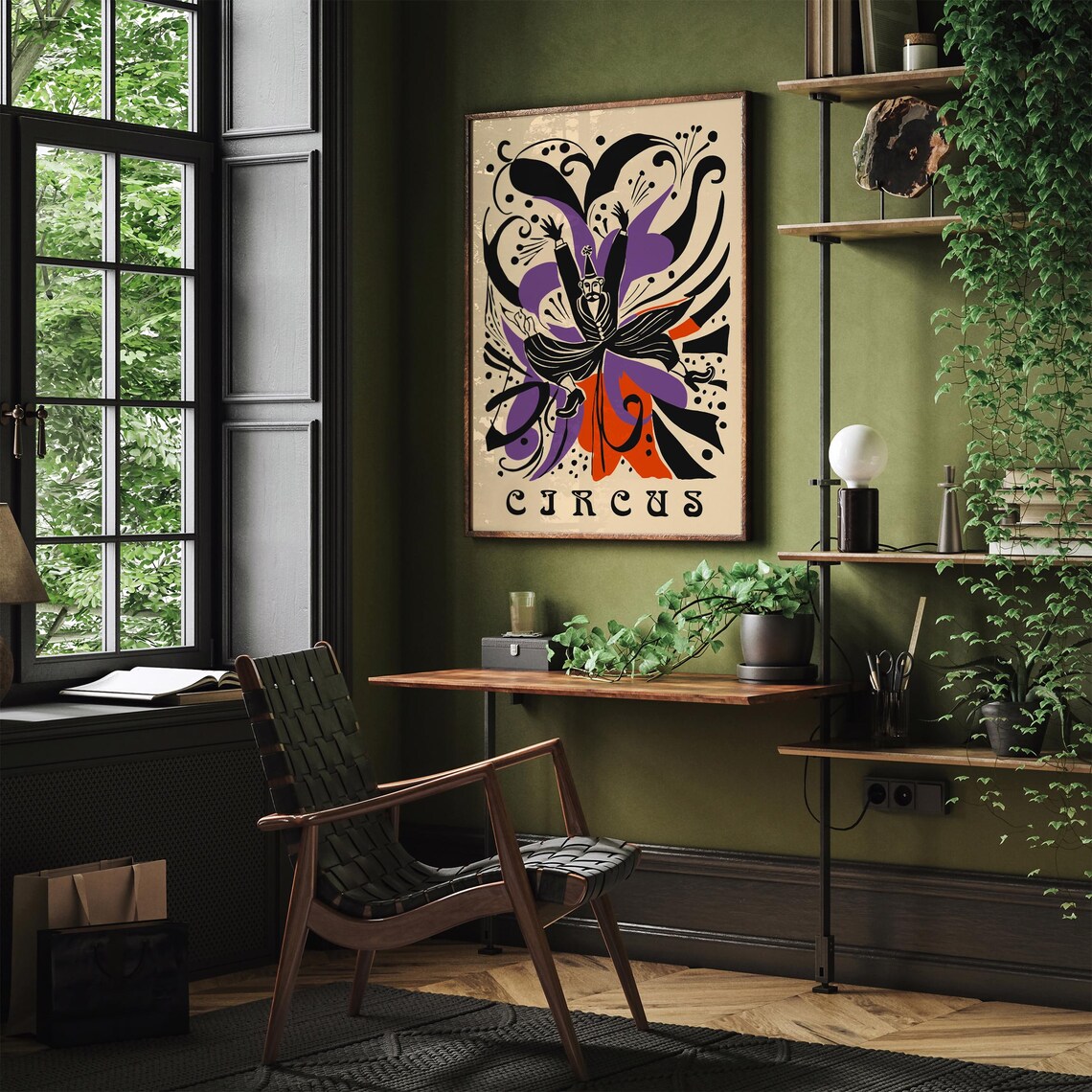 Circus Magician Purple Black Retro Illustration Carnival Decor Poster - Image 3