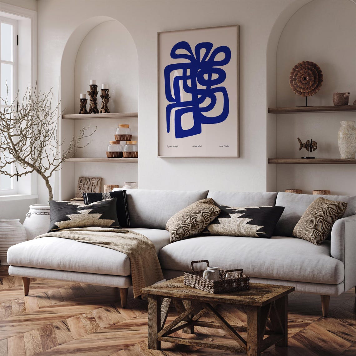 Modern Bold Blue Line Abstract Papiers Decoupes Gallery Poster - Image 4
