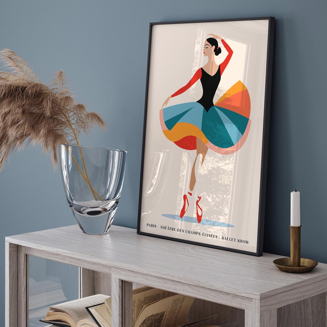 Paris Ballet Show Colorful Ballerina Théâtre Elysées Art Poster - Image 2