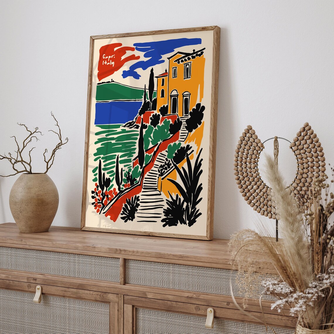 Capri Italy Cliffside Villa Staircase Mediterranean Art Poster - Image 5