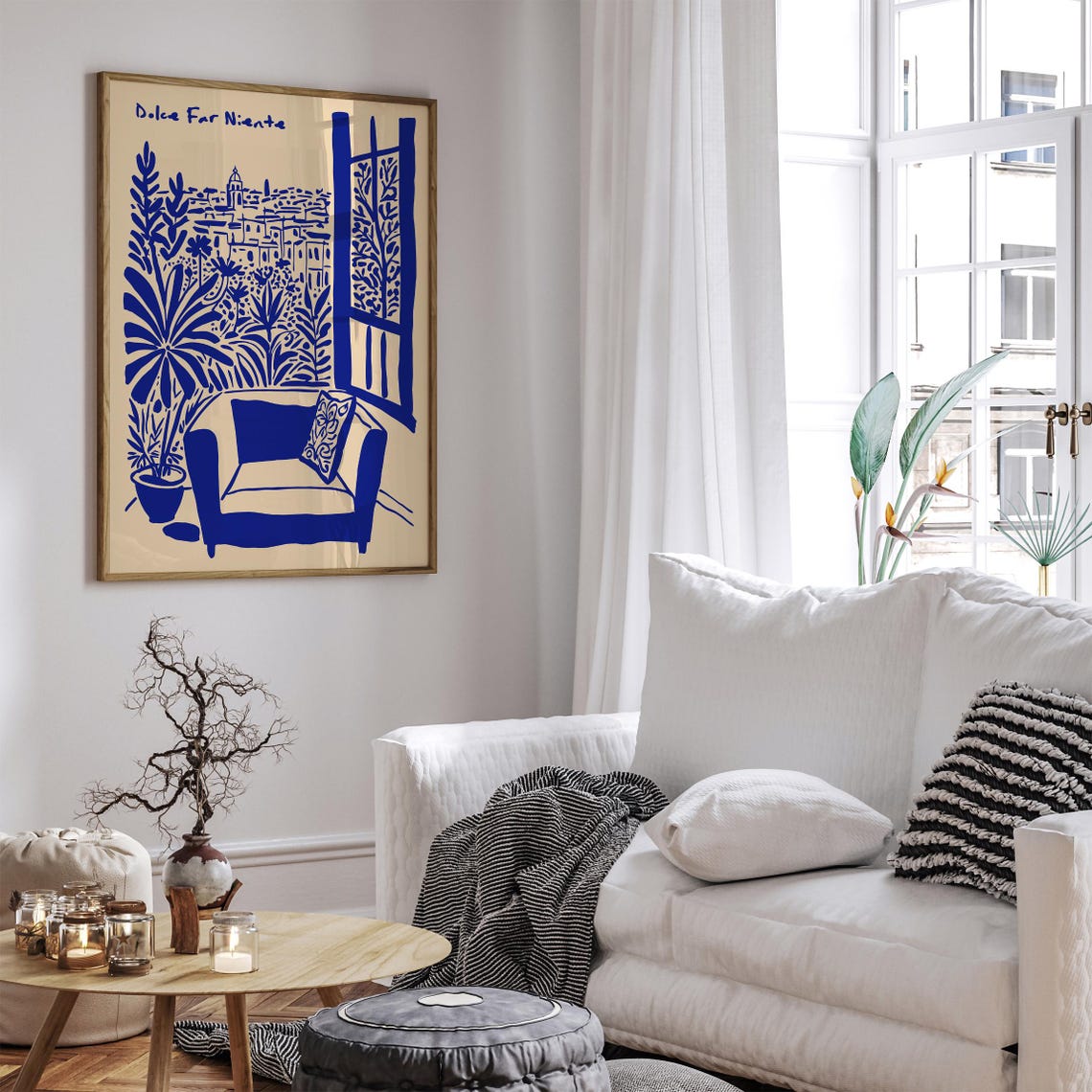 Dolce Far Niente Italian Balcony View Blue Illustration Wall Art - Image 6