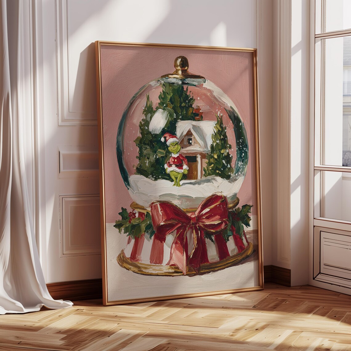 Christmas Snowglobe Art Print, Whimsical Holiday