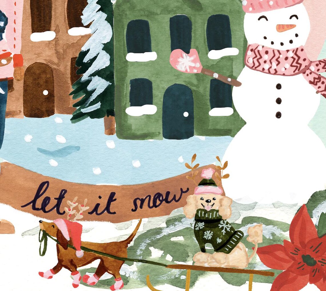 Snow Globe Christmas Art Print, Festive Holiday Decor - Image 2