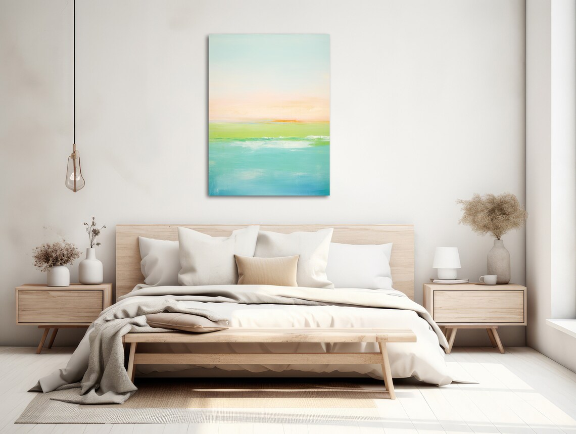 Sea Breeze Pastel Coastal Abstract Seascape Turquoise Water Wall Art Poster - Image 2