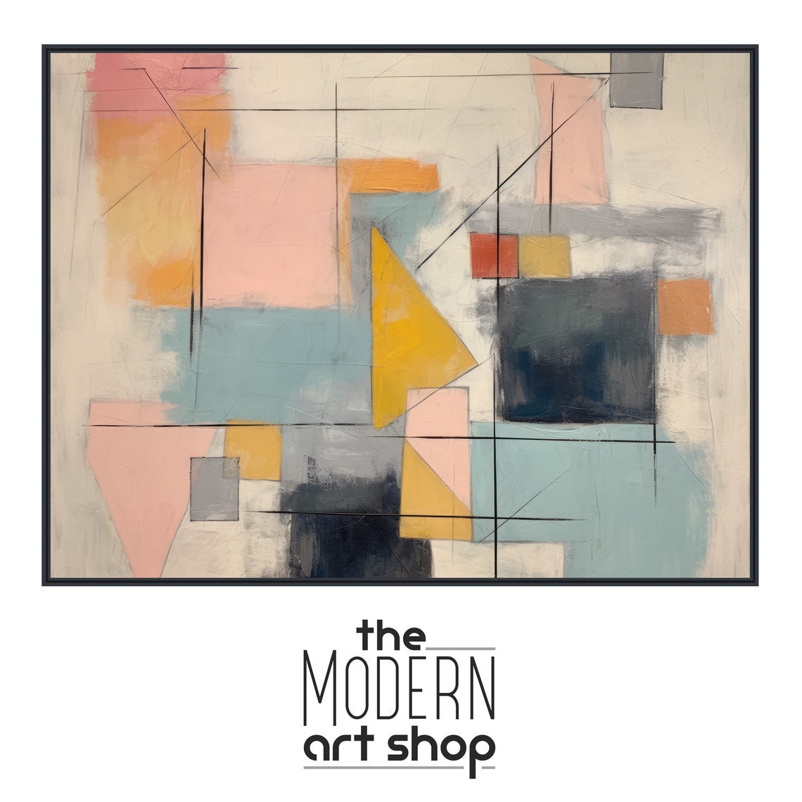 Colorful Pastel Geometric Abstract Blocks Soft Modern Boho Wall Art - Image 4