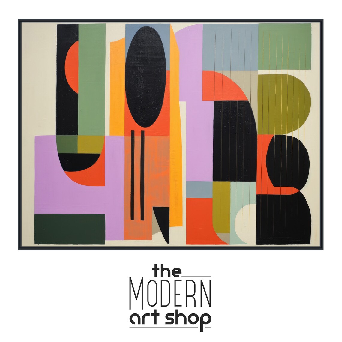 Playful Mid Century Geometric Arches Orange Purple Abstract Poster - Image 4