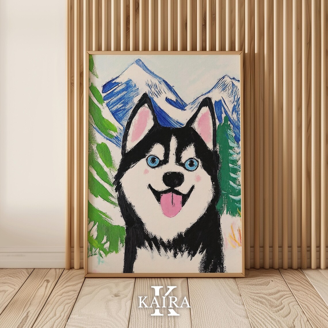 Smiling Siberian Husky With Blue Eyes In Snowy Mountains Poster - Image 5