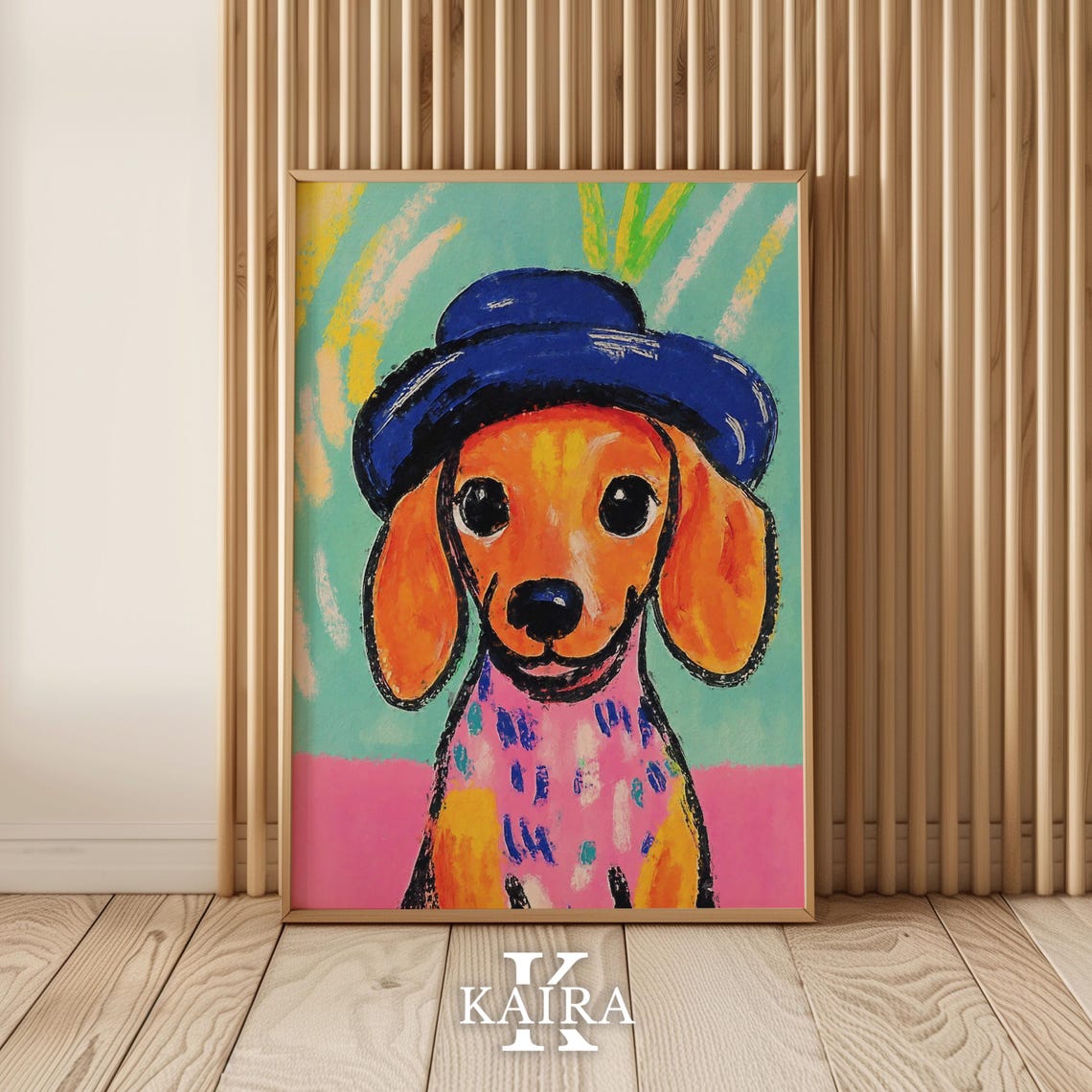 Dachshund Puppy Wearing A Dapper Blue Bowler Hat Portrait Poster - Image 5