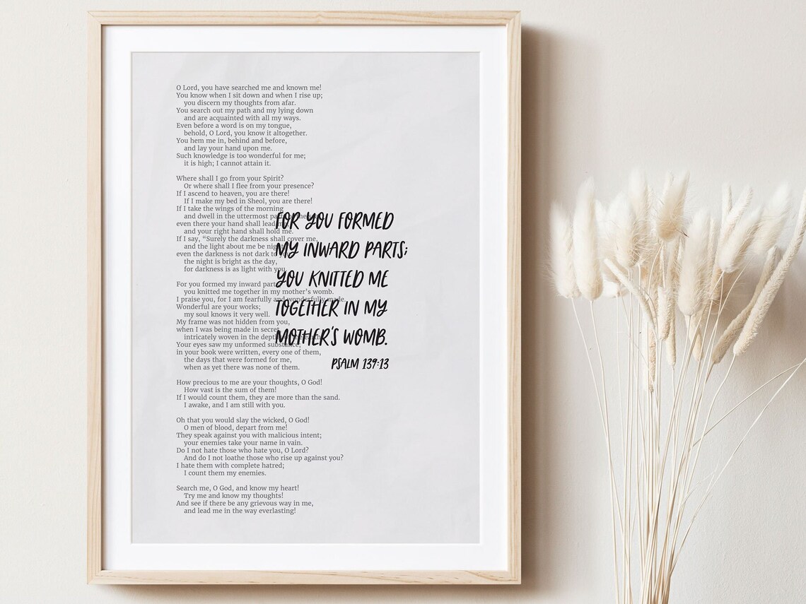 Psalm 139:13 Knitted Together In My Mother's Womb Bible Verse Poster Decor - Image 3