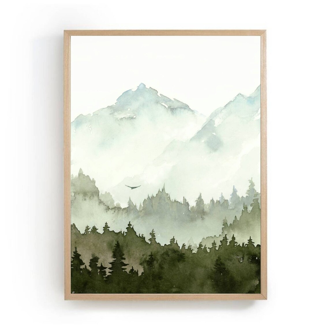 Mountain Forest Watercolor Landscape Poster Print