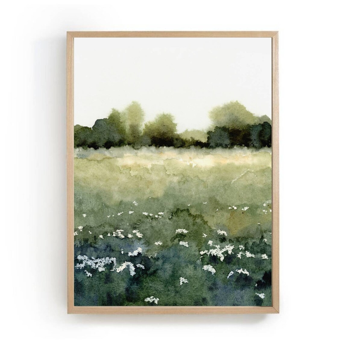 Spring Flower Landscape Painting, French Farmhouse Print