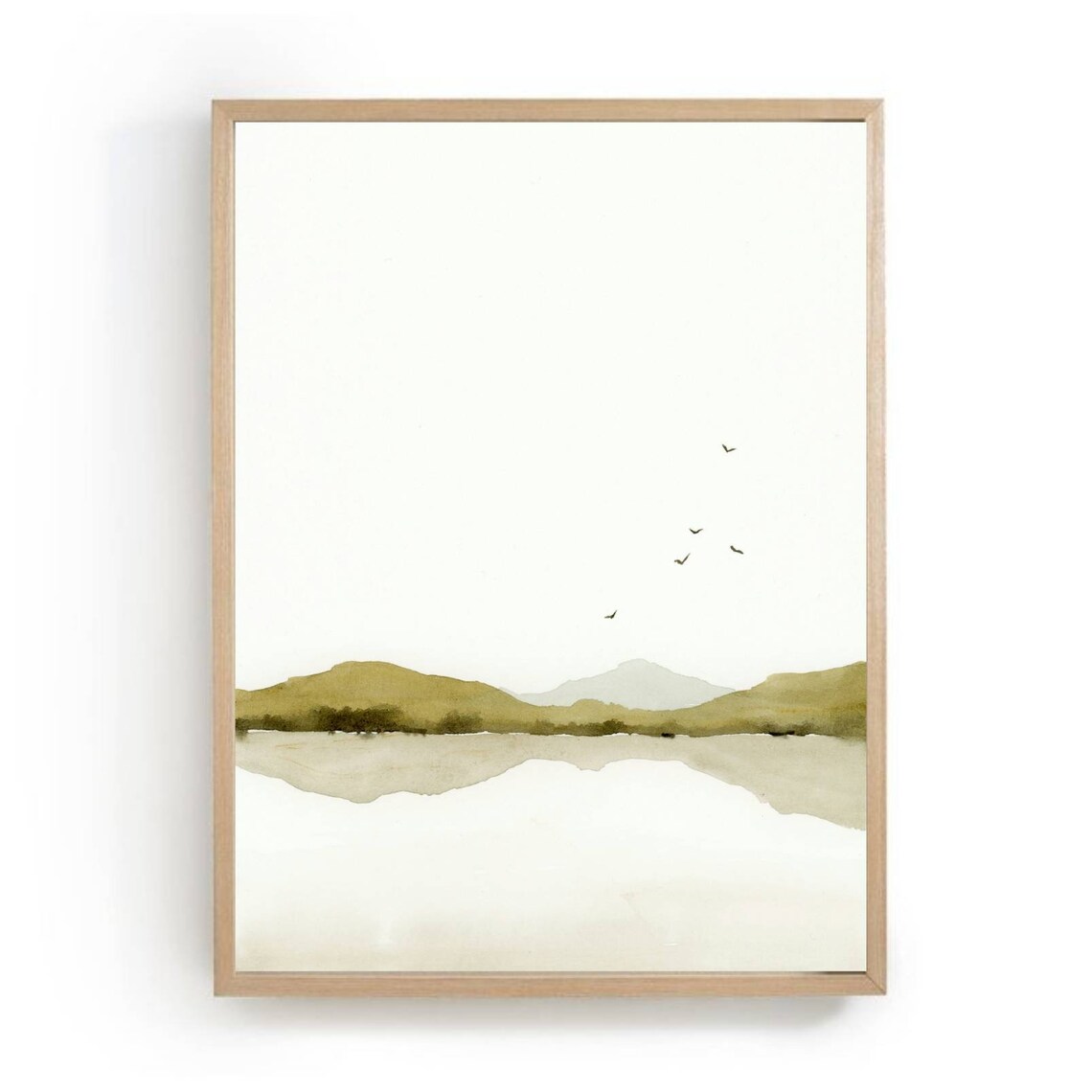 Minimalist Lake Painting, Neutral Landscape Art Print