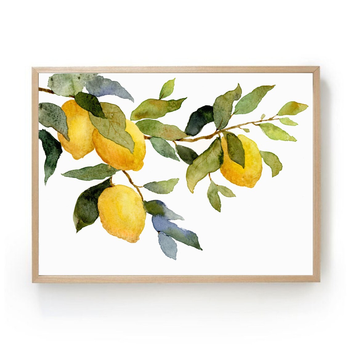 Lemon Tree Watercolor Fruit Art Print, Kitchen Decor
