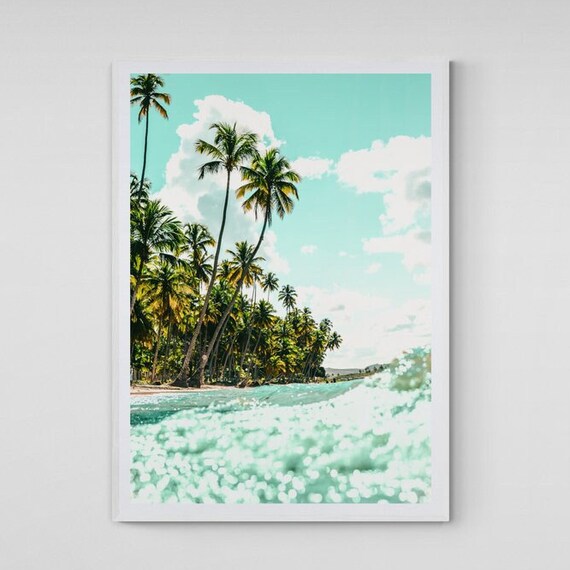 Fine Art Beach Surf Print Ocean Wave Palm Tree House Framed Photography Home Wall Decor