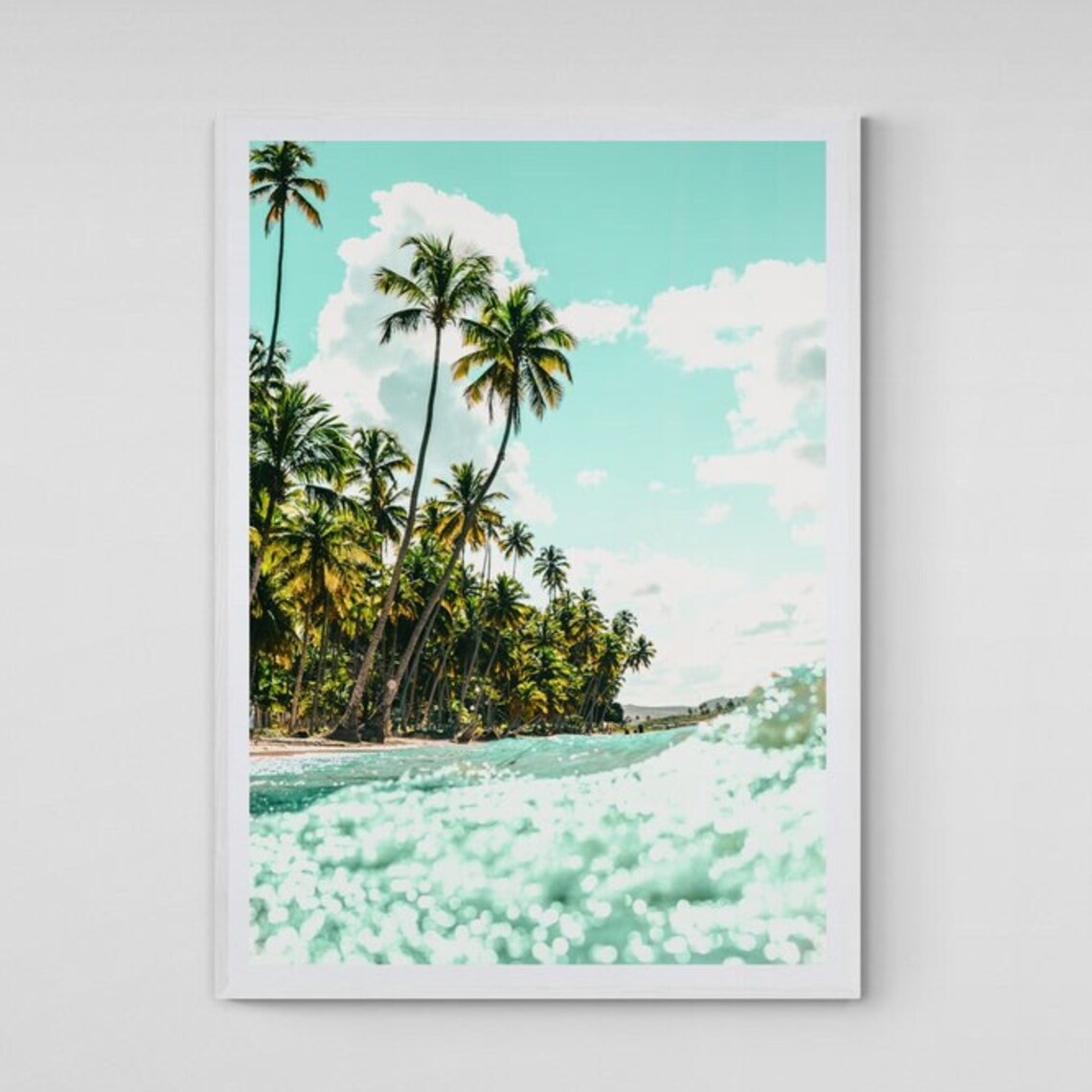 Fine Art Beach Surf Print Ocean Wave Palm Tree House Framed Photography Home Wall Decor
