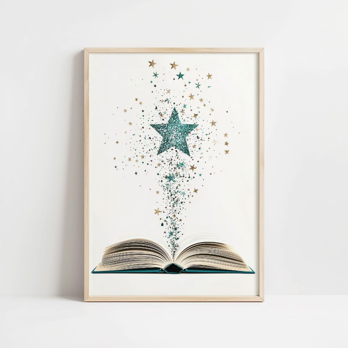 Open Book With Sparkling Teal Star Magic Reading Nook Poster - Image 8