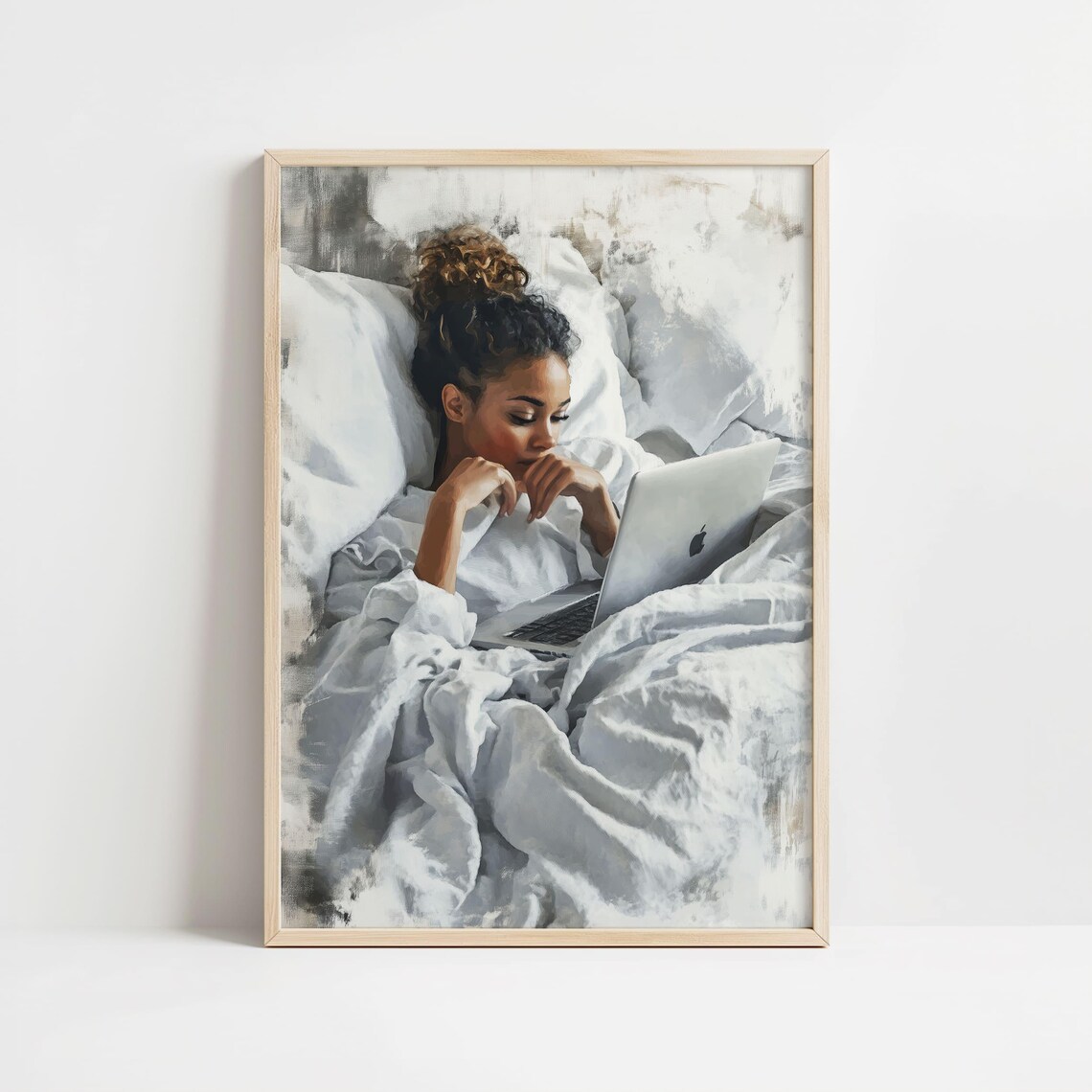 African American Woman In Bed Art Print, Cozy Decor - Image 8