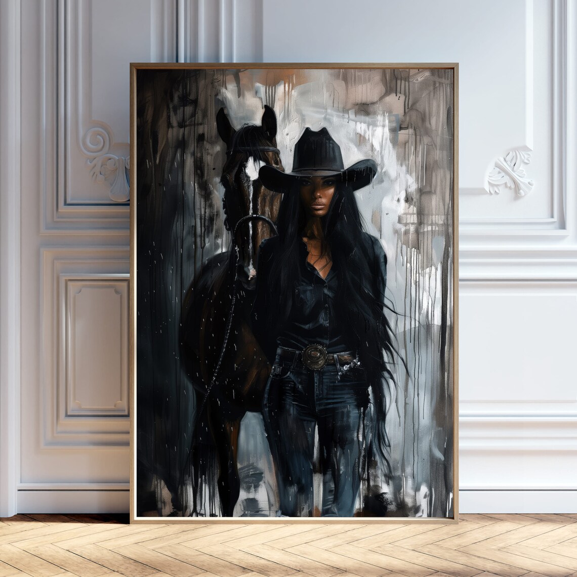 Cowgirl Portrait Art Print, Modern Western Decor