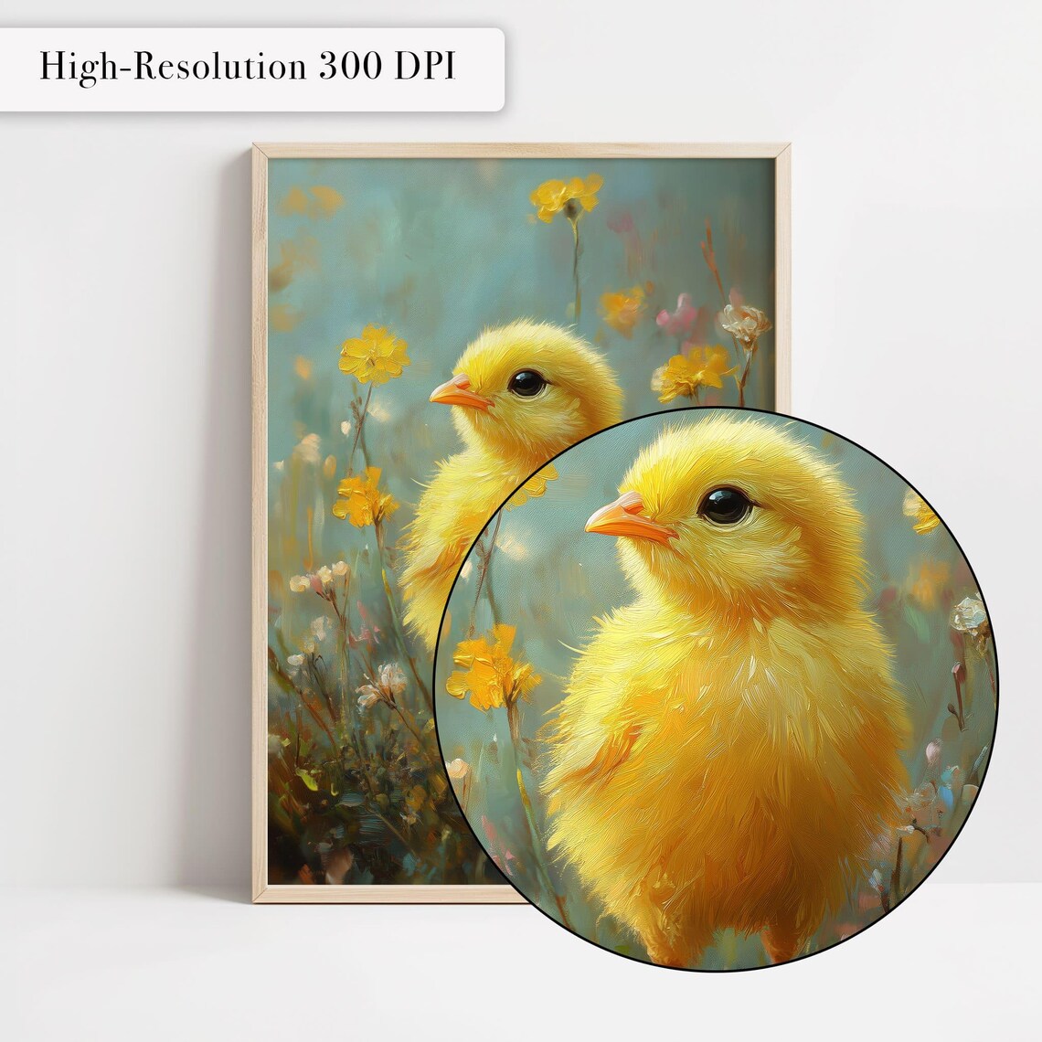 Cute Yellow Baby Chick Wildflowers Spring Easter Farmhouse Nursery Poster - Image 4