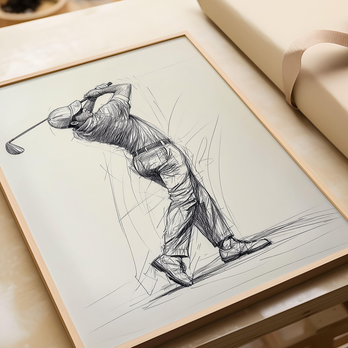 Minimalist Golfer Sketch Art Print Golf Lover Wall Decor Golf Art Modern Golfing Decor - Image 5