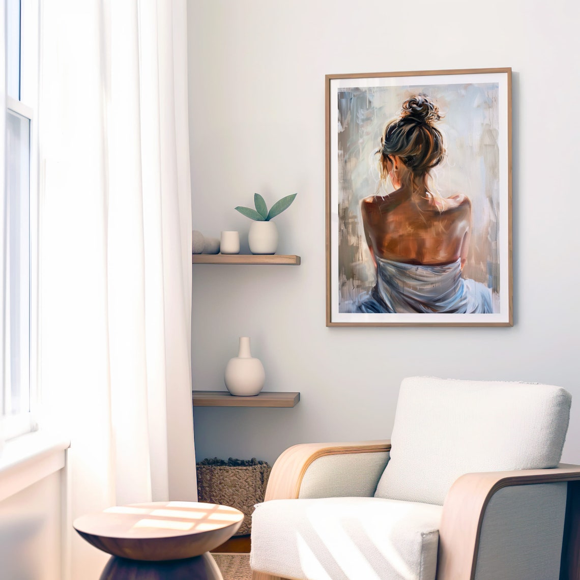 Serene Woman Portrait Realistic Art Modern Home Wall Art - Image 3