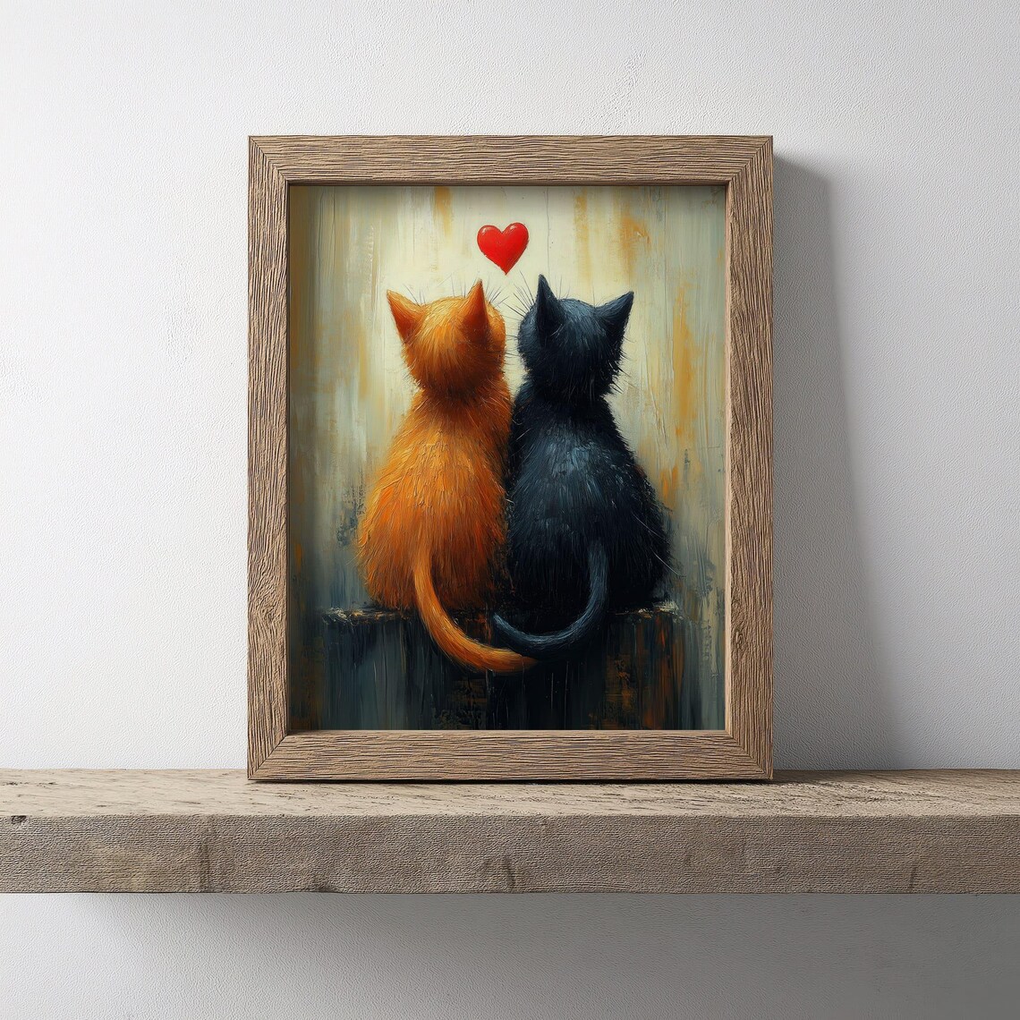 Romantic Cat Couple Art Print, Cute Valentine Decor - Image 2