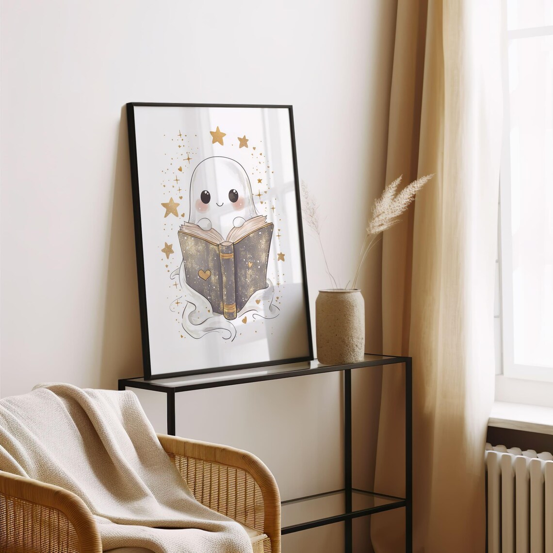 Cute Ghost Reading Book Art Print Halloween Wall Art Adorable Book Lover Decor Whimsical Ghost Art - Image 5