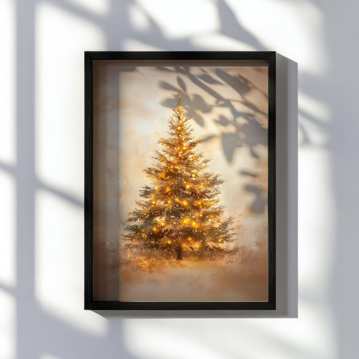 Golden Lit Christmas Tree Warm Winter Holiday Decor Art Poster - Image 4