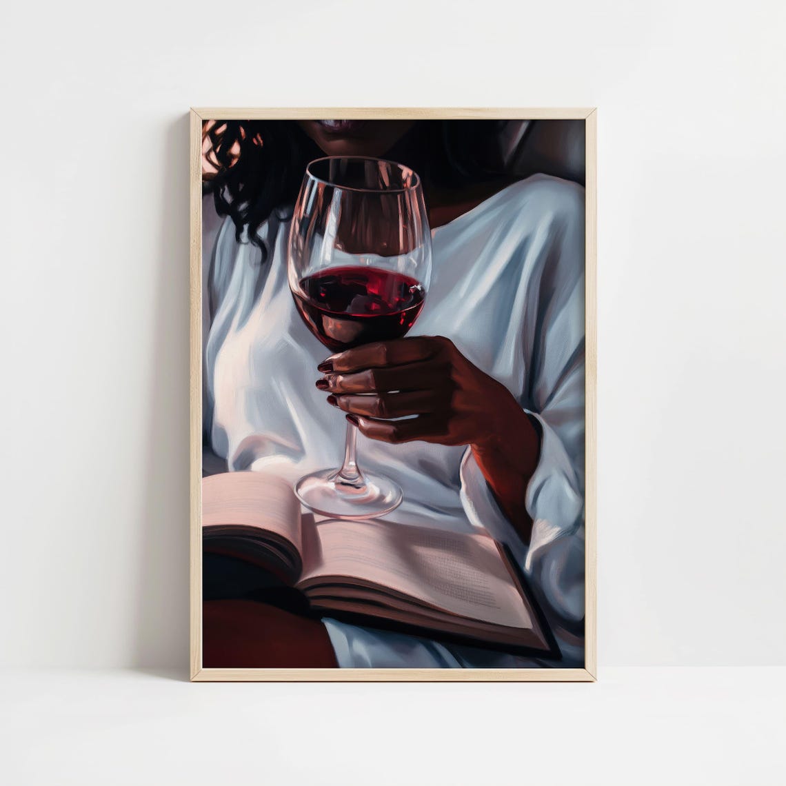 Woman Reading With Red Wine Bookish Evening Painting Gift Poster - Image 8
