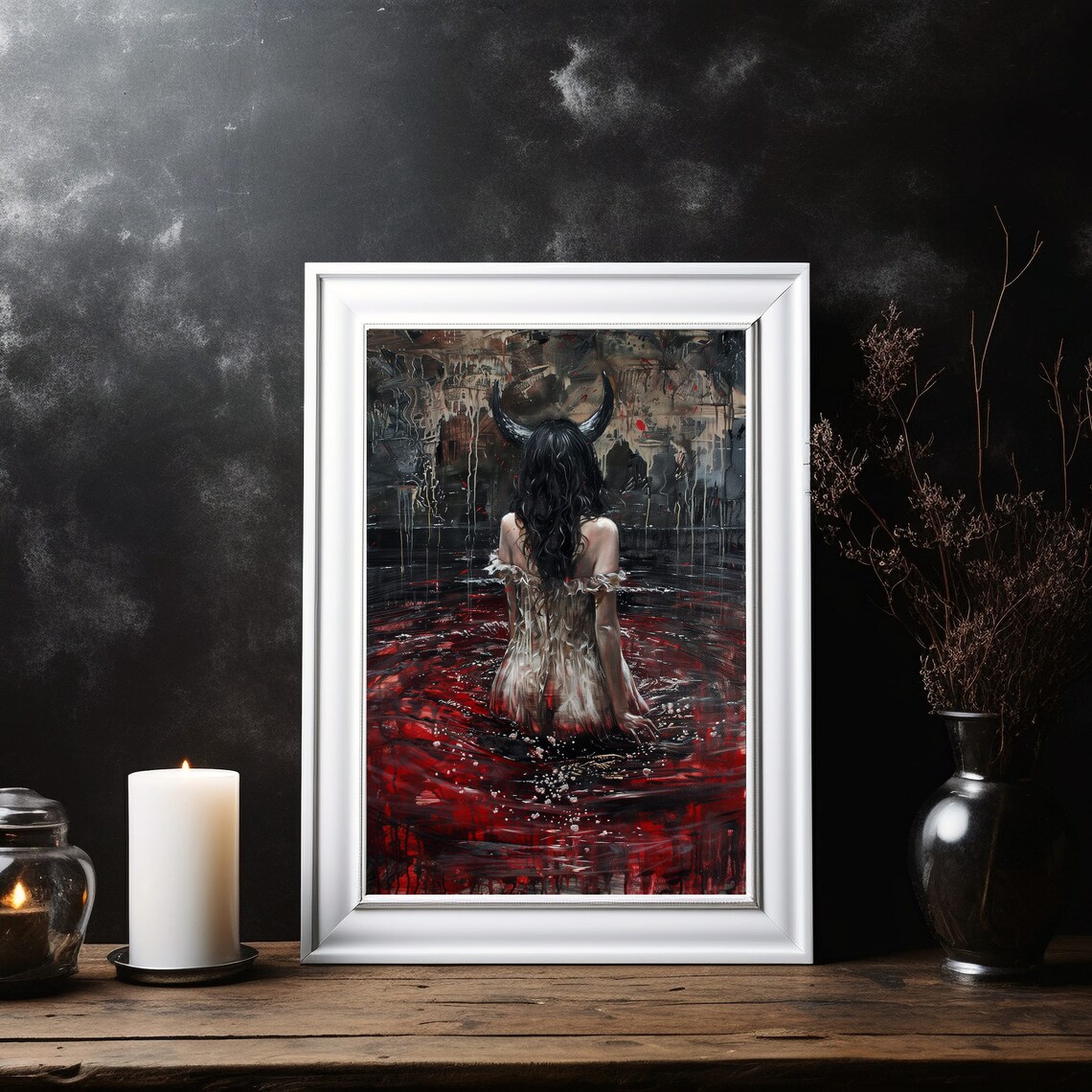 Demon Woman Gothic Art Print, Dark Academia - Image 2