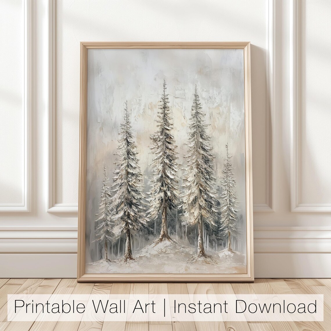 Pine Tree Winter Forest Abstract Landscape Art Print