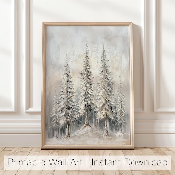 Pine Tree Winter Forest Abstract Landscape Art Print