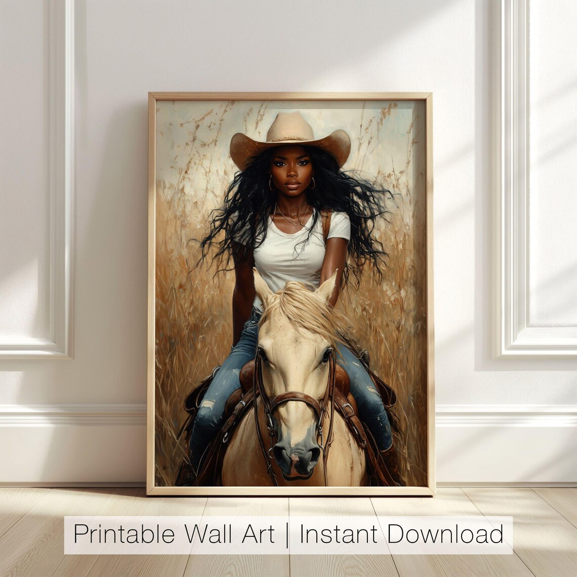 Black Cowgirl Art Print, Rustic Western Decor