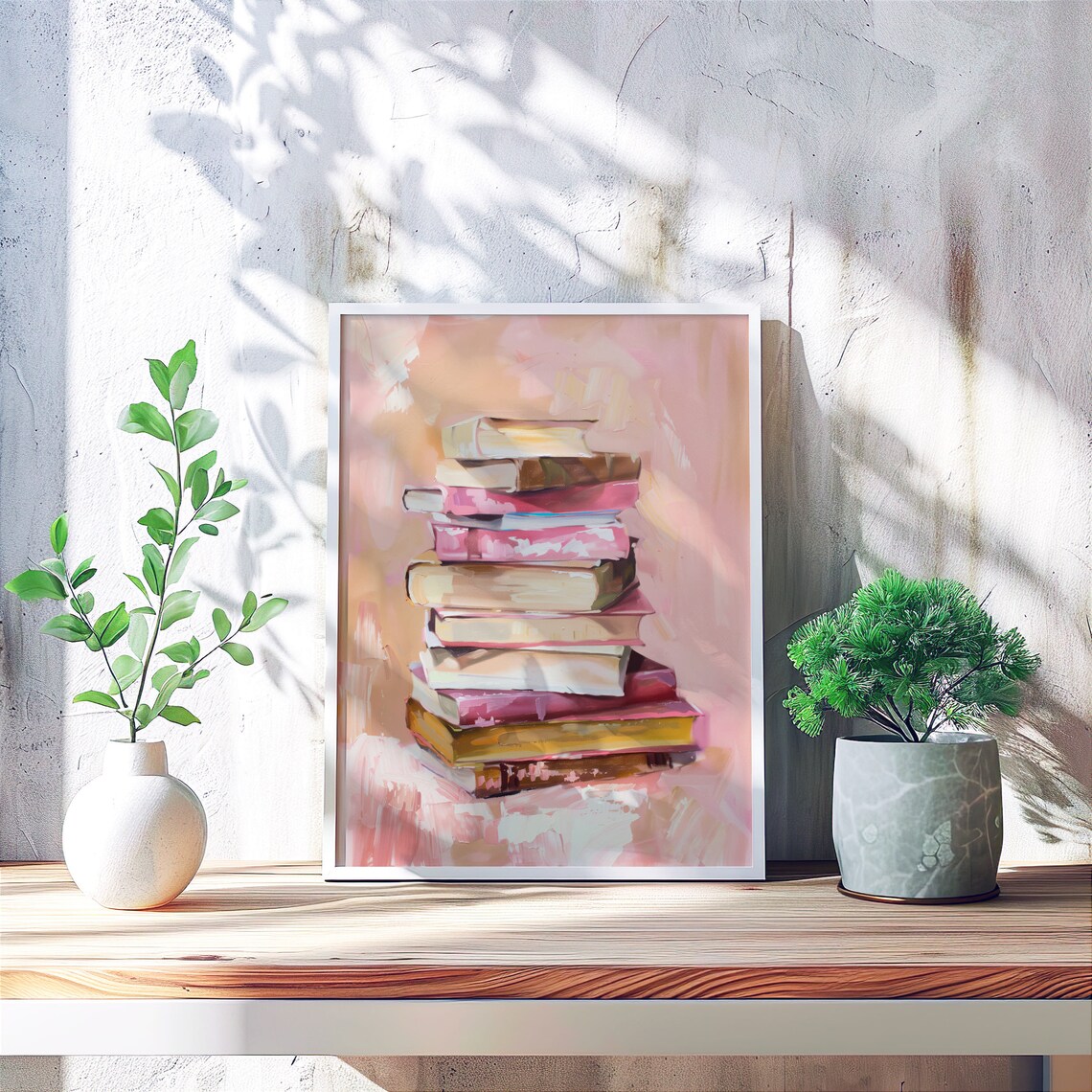 Pastel Book Stack Art Print, Reading Decor - Image 5