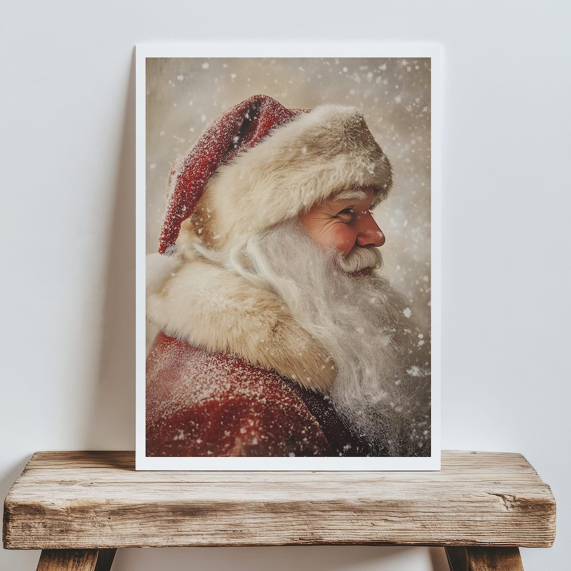 Vintage Santa Claus Holiday Art Print, Retro Decor - Image 6