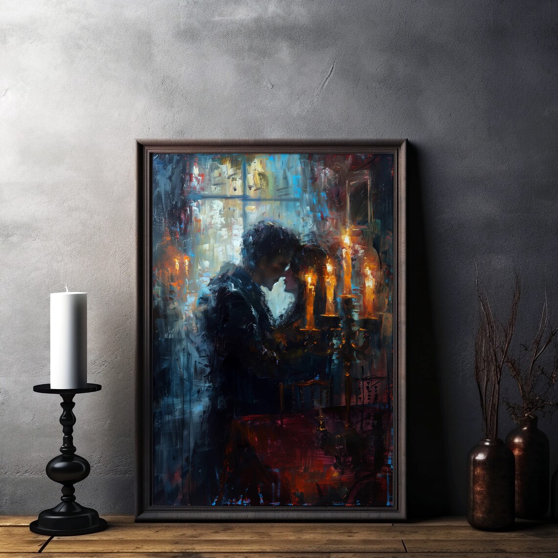 Gothic Candlelit Embrace, Dark Romantic Art Print - Image 7