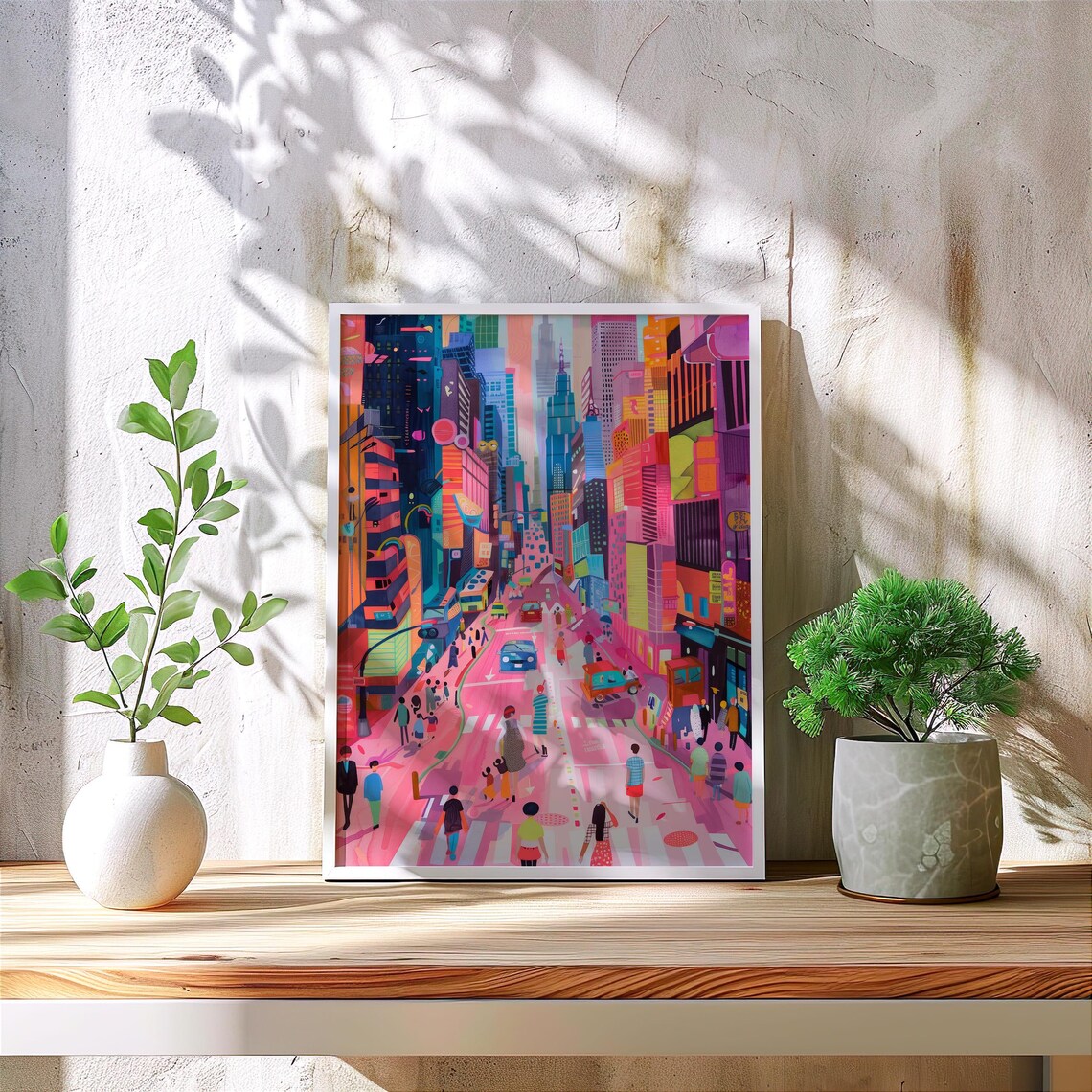 Vibrant Cityscape Art Print, Modern Urban Street - Image 4