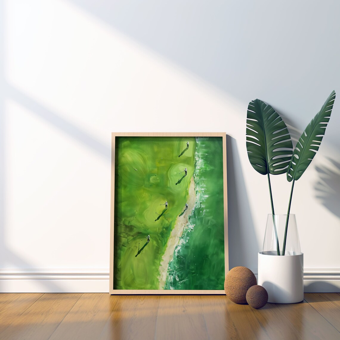 Aerial Coastal Golf Course Painting Green Links Golf Art Poster - Image 8