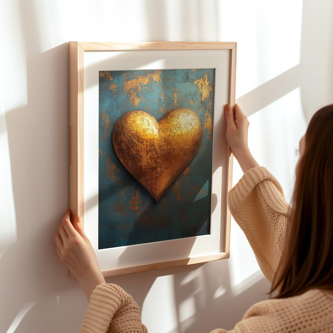 Gold Heart Abstract Love Art Print, Romantic Decor - Image 2