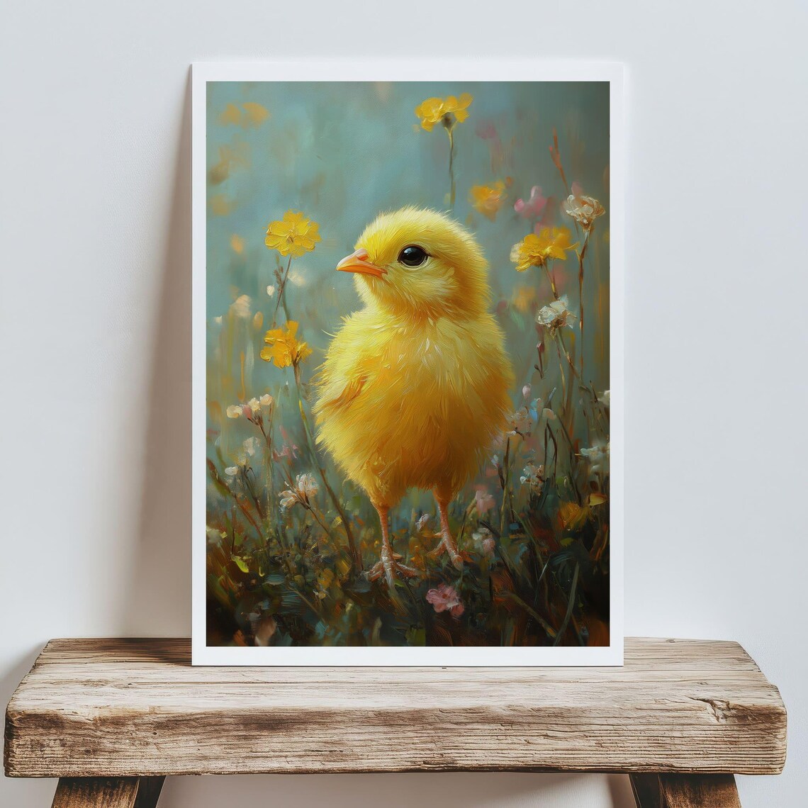 Cute Yellow Baby Chick Wildflowers Spring Easter Farmhouse Nursery Poster - Image 5