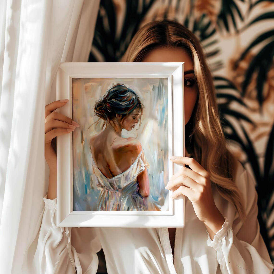 Soft Oil Painting Of Woman Feminine Modern Gallery Art Poster - Image 6