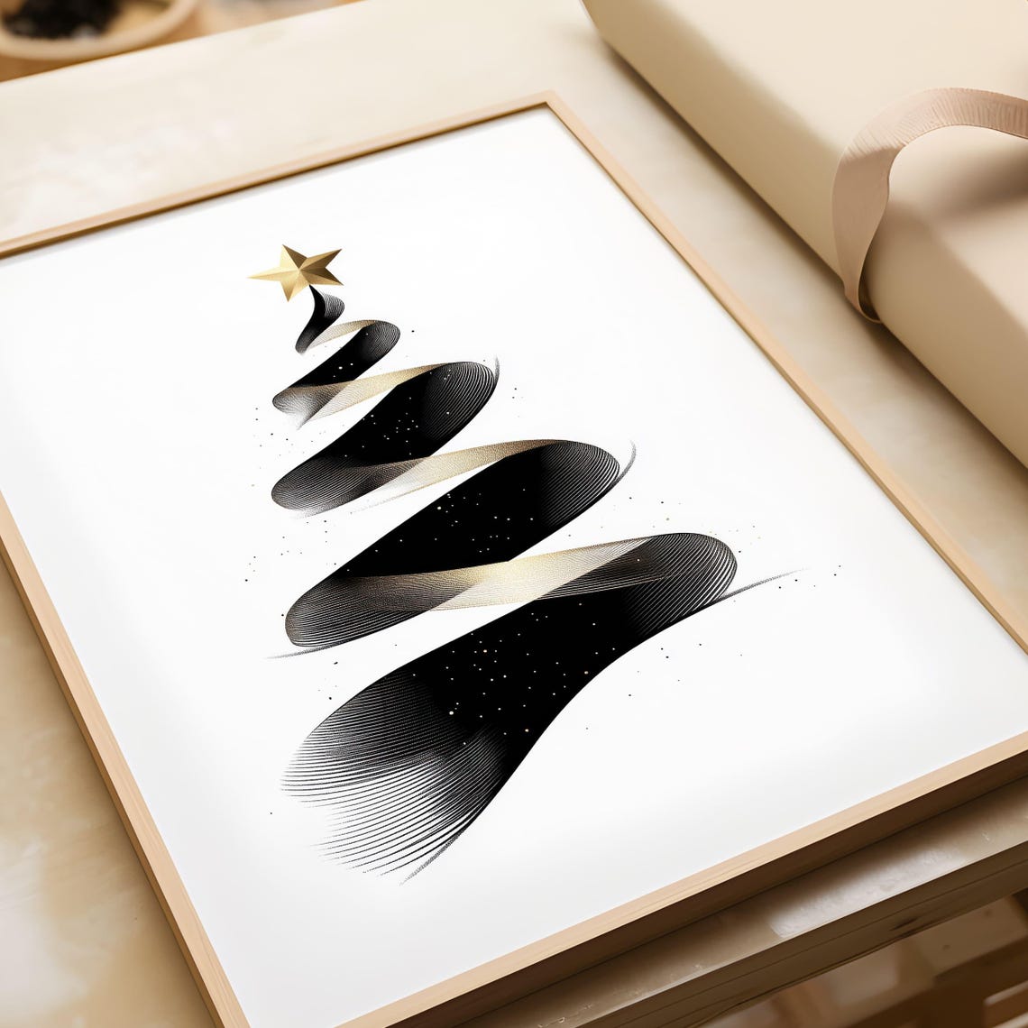Minimalist Black and Gold Christmas Tree Star Modern Holiday Poster - Image 4