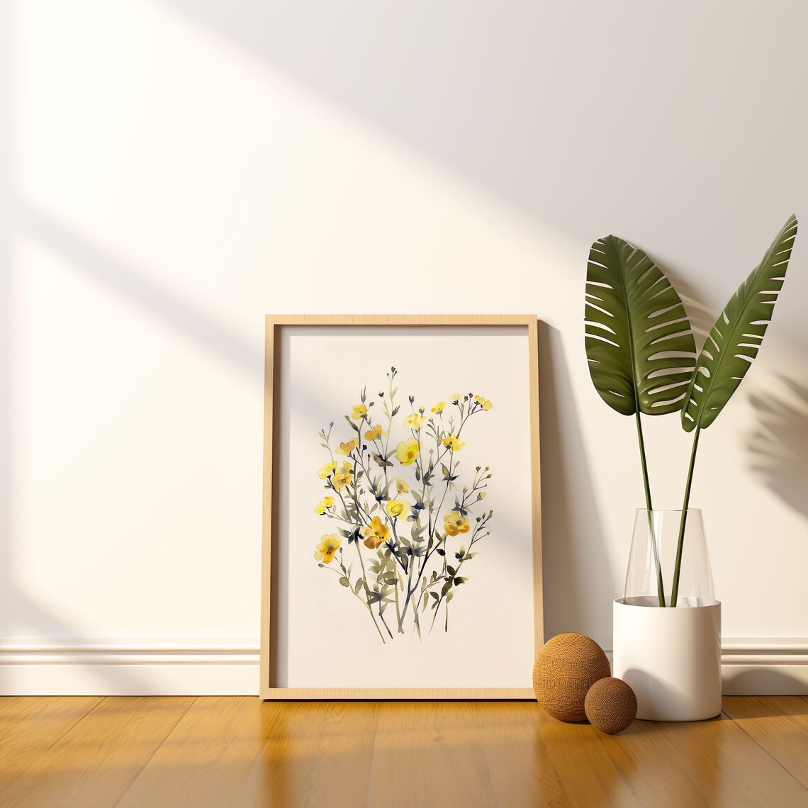 Yellow Wildflowers Watercolor Botanical Minimalist Floral Poster - Image 6