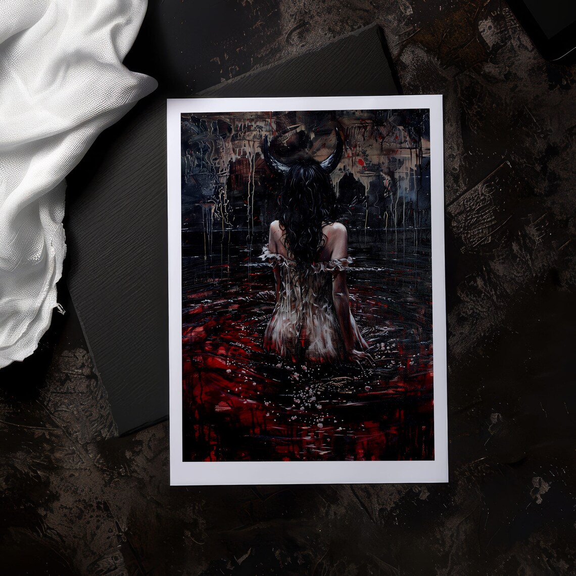 Demon Woman Gothic Art Print, Dark Academia - Image 7