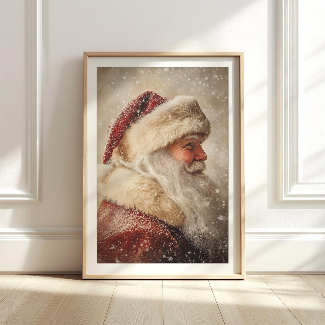 Vintage Santa Claus Holiday Art Print, Retro Decor - Image 8